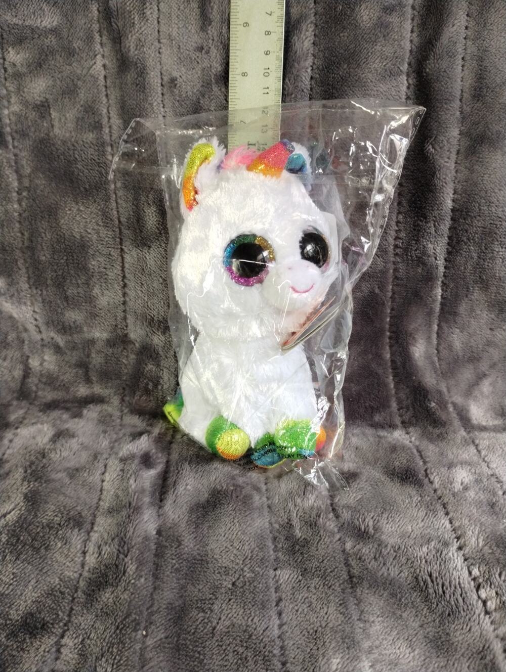 Ty Beanie Boos Pixie White Rainbow Unicorn Plush 6" 2021 New